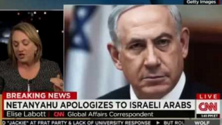 PM Benjamin Netanyahu issues an apology to Israeli Arabs for a statement he made on election day about their coming out 'in droves' to the polling stations. Photo: Screen shot/CNN
