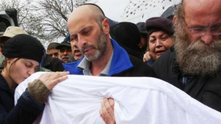 The funeral of four-year-old Israeli terror victim Adelle Biton. Photo: Miriam Tzachi