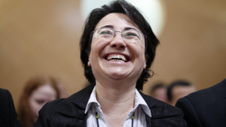 Caption: Arab-Israeli MK Haneen Zoabi seen in the Supreme Court in Jerusalem where she appealed a decision by the Central Elections Committee to remove her from office and disqualify her from running in the upcoming Israeli elections next month. February 17, 2015. Photo: David Vaaknin/POOL/Flash90