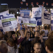 The nationalist rally in Tel Aviv on Sunday night. Photo: Tomer Neuberg/Flash90