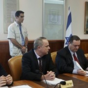 PM Benjamin Netanyahu (R) leads the weekly cabinet meeting on May 26, 2015. Gilad Erdan is sitting on the far left. Photo: Marc Israel Sellem/POOL/FLASH90